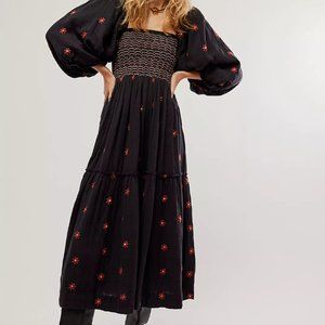 NWT Free People Dahlia Embroidered Maxi Dress